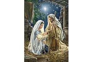 WUSARPLY Nativity Scene Stamped Cross Stitch Kits - Christmas Jesus was Born Needlepoint Counted Cross Stitch Kits for Beginners Adults Patterns Dimensions Embroidery Kits Arts and Crafts