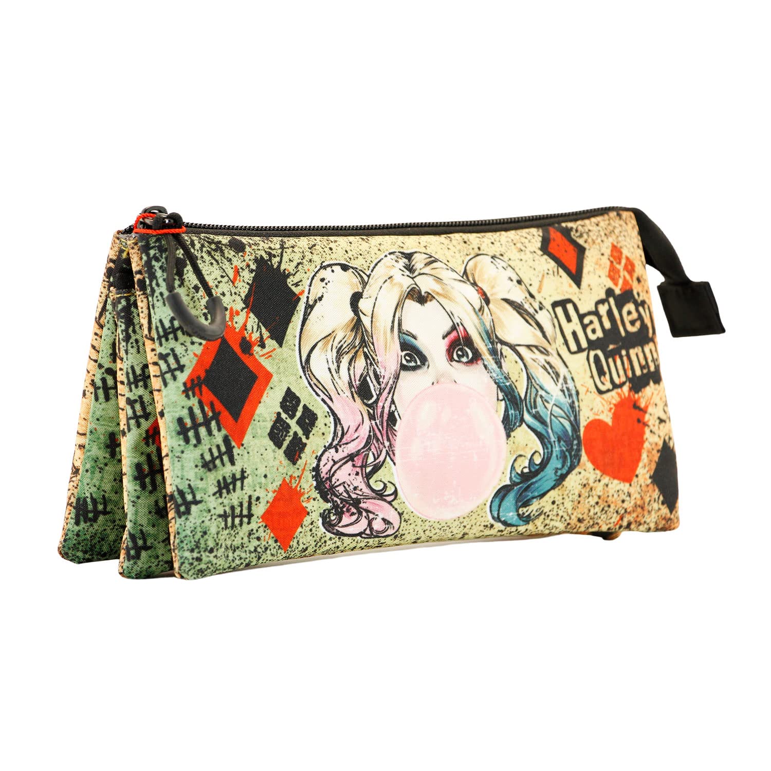 Harley Quinn Mad Love-FAN Triple Pencil Case, Beige