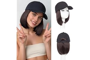Benehair Hat Wig Extensions, Baseball Cap with Synthetic Hair Attached, Adjustable Wig Hairpieces for Women Daily Outdoor, 6 