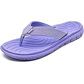 KuaiLu Womens Casual Flip Flops with Comfortable Arch Support Yoga Mat Summer Beach Walking Thong Cushion Sandals Lightweight Flats Non-Slip Shoes Indoor Outdoor