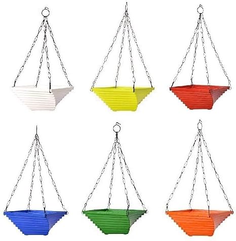 Go Hooked Gardening Hanging Pots | Twister Hanging Planter (Multicolor, 9 Inch, Set of 6)