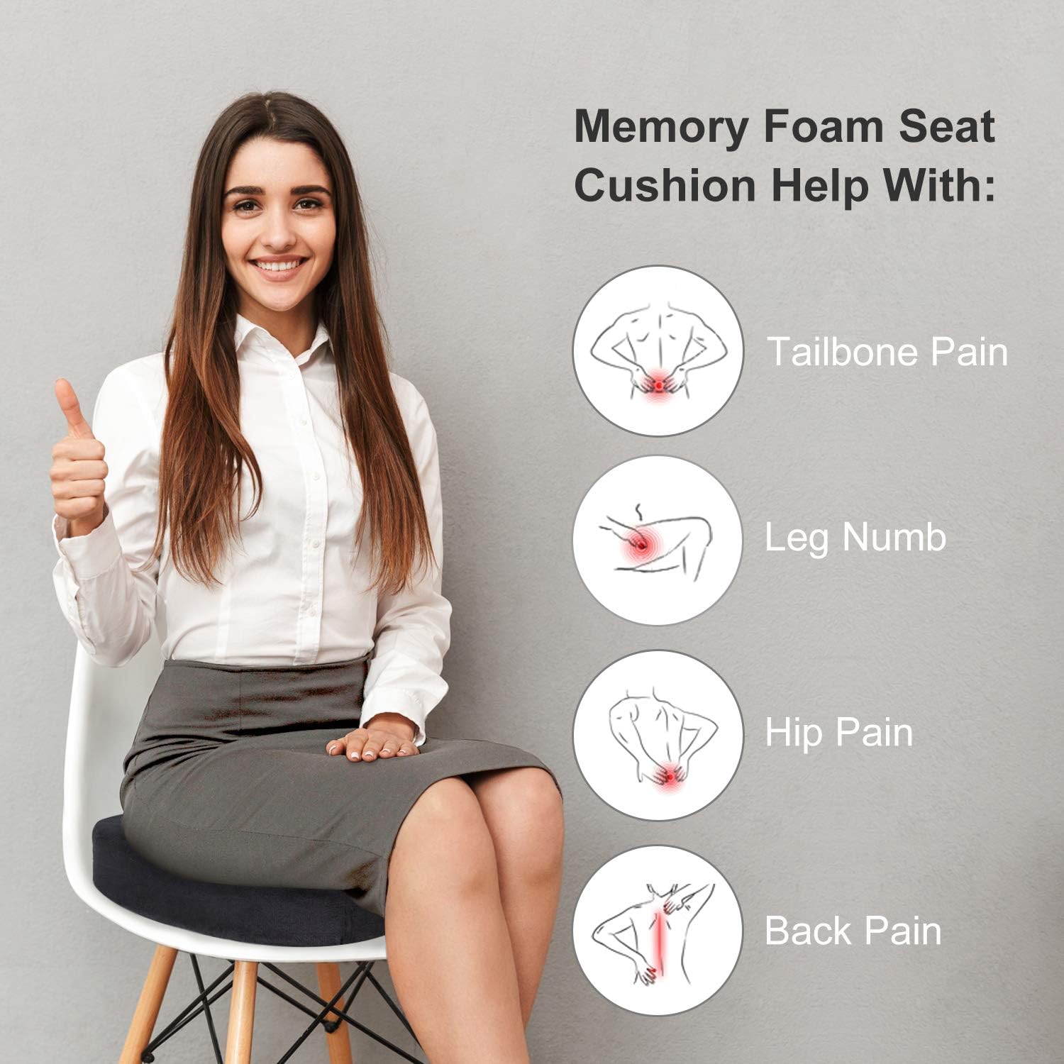 BedStory Office Seat Cushion for Tailbone Back Butt Pain Relief, Memory Foam Office Chair Cushion Booster to Lift Hips Up, Orthopedic U-Shape Design with 2 Replacement Covers: Home & Kitchen