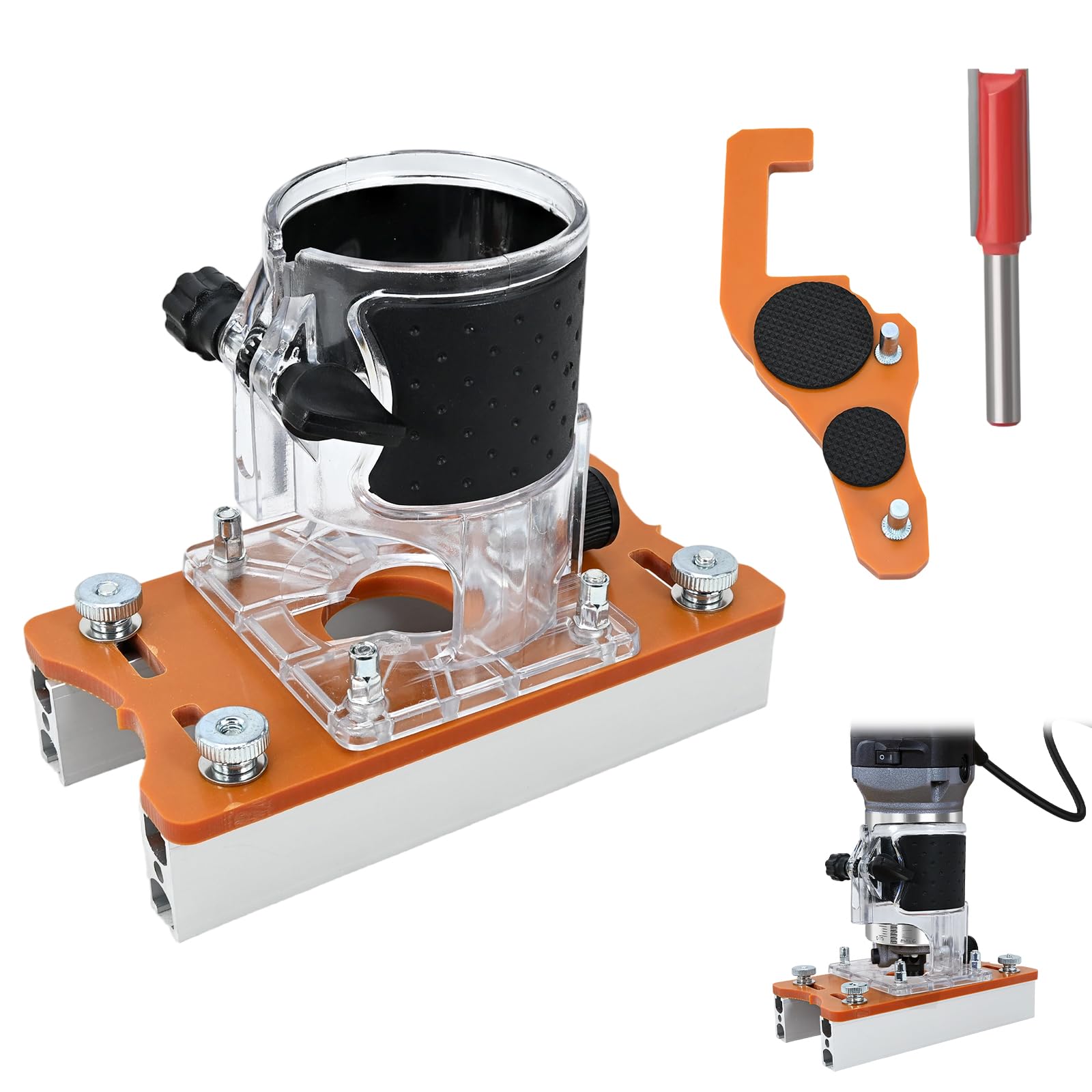 Photo 1 of 2-in-1 Router Jig for Slotting & Positioning, Heavy-Duty Aluminum Adjustable Bracket for Invisible Fasteners & Edge Grooving, Compatible with Most Routers (0-2 Inch Capacity)