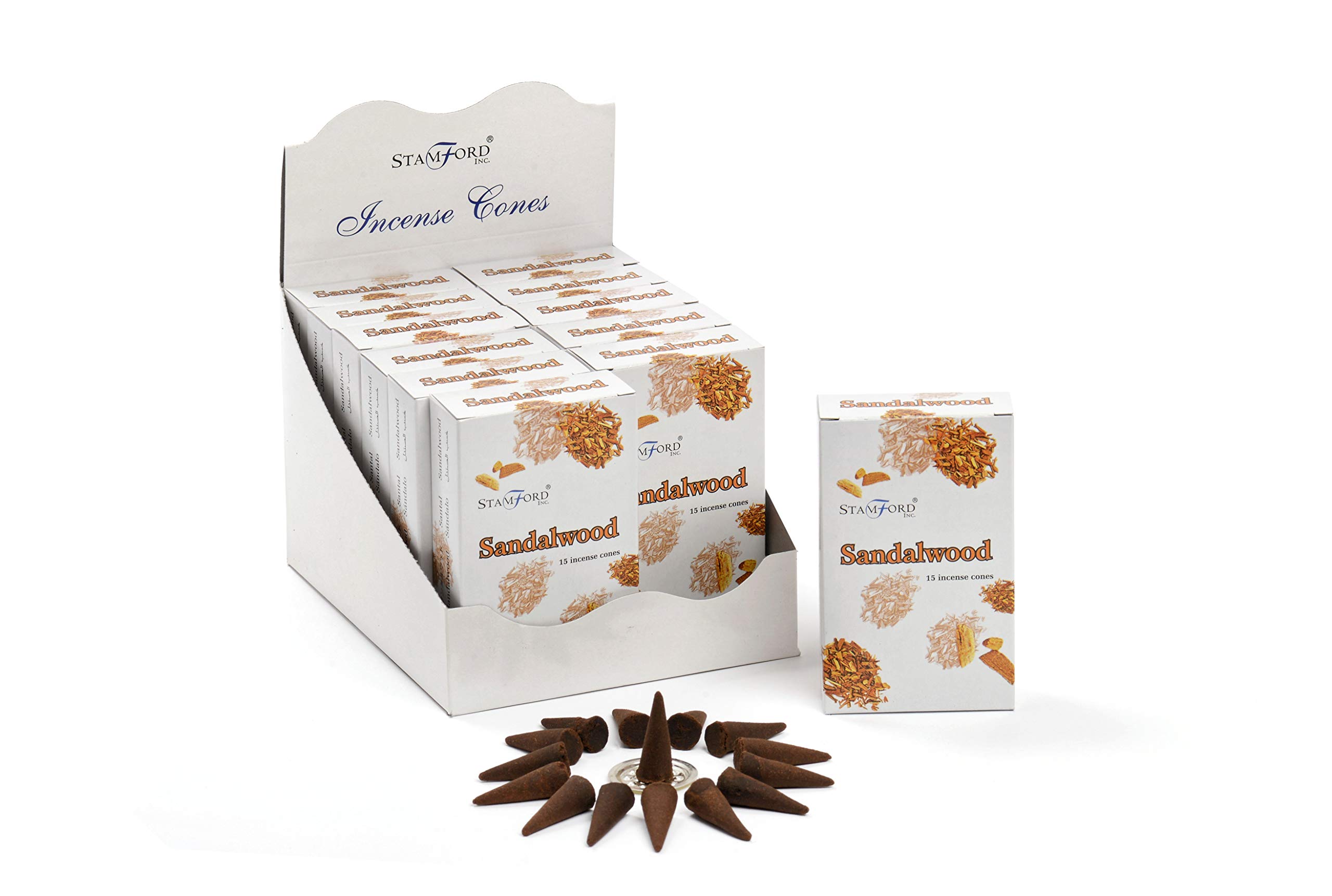 Stamford Sandalwood Incense Cones, 15 Cones x 12 Packs