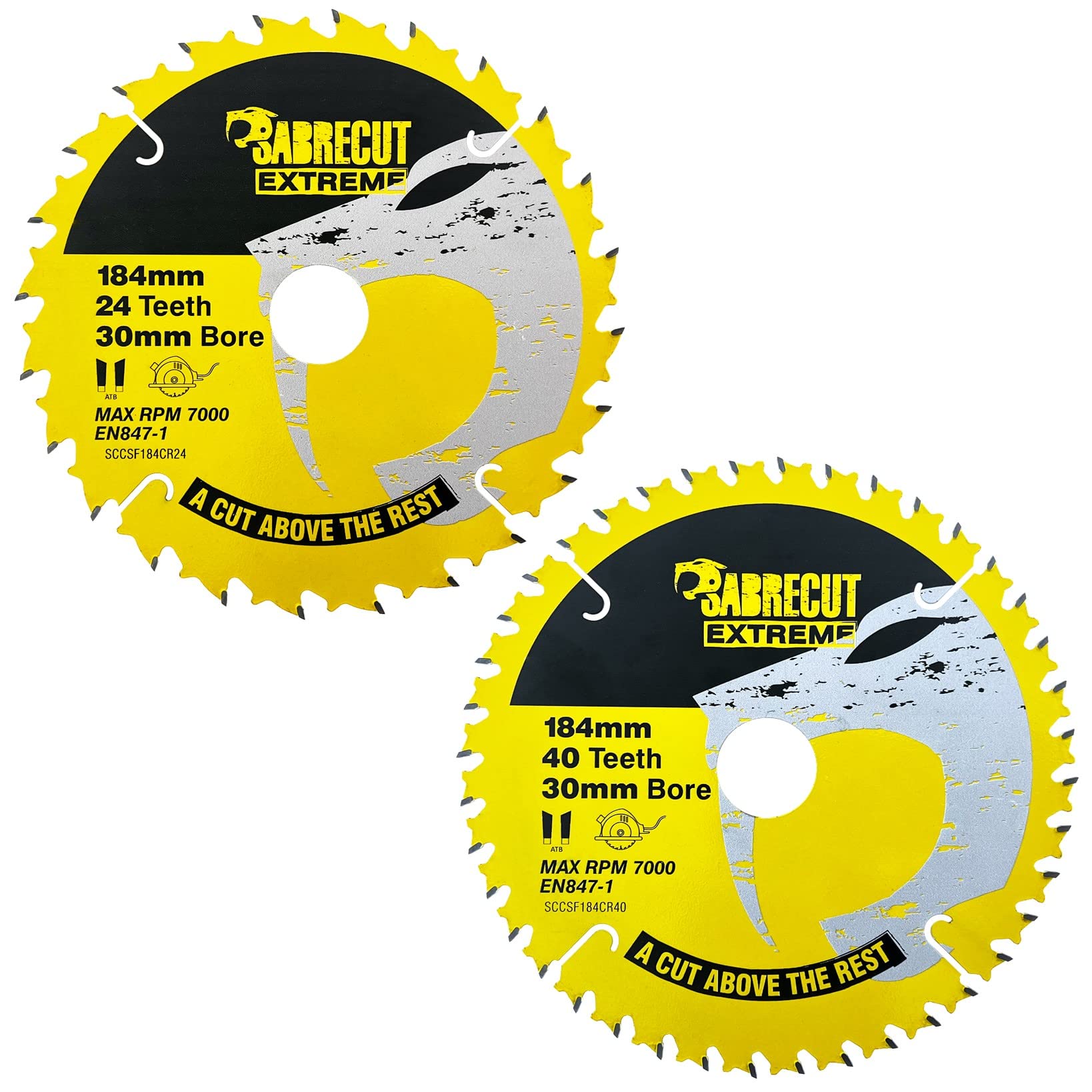 2 x SCCSFK184CR SabreCut 184mm 24T 40T x 30mm Bore Circular Saw Blade