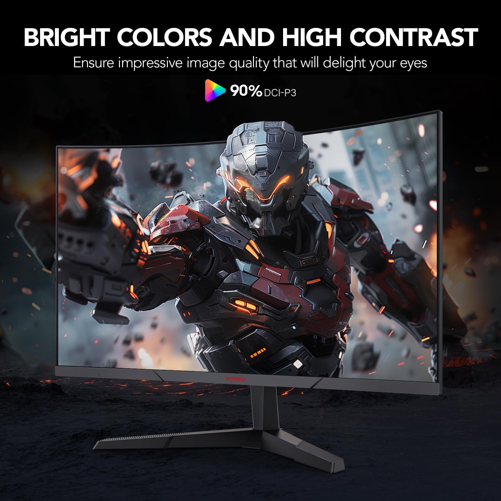 Koorui 27 Inch Gaming Monitor, Qhd 1440P Curved Monitors 180Hz Va 1Ms 1500R Pc Screen With Adaptive Sync, Hdmi/Dp, Vesa Compatible, Tilt Adjustable, Eye Care - View 7