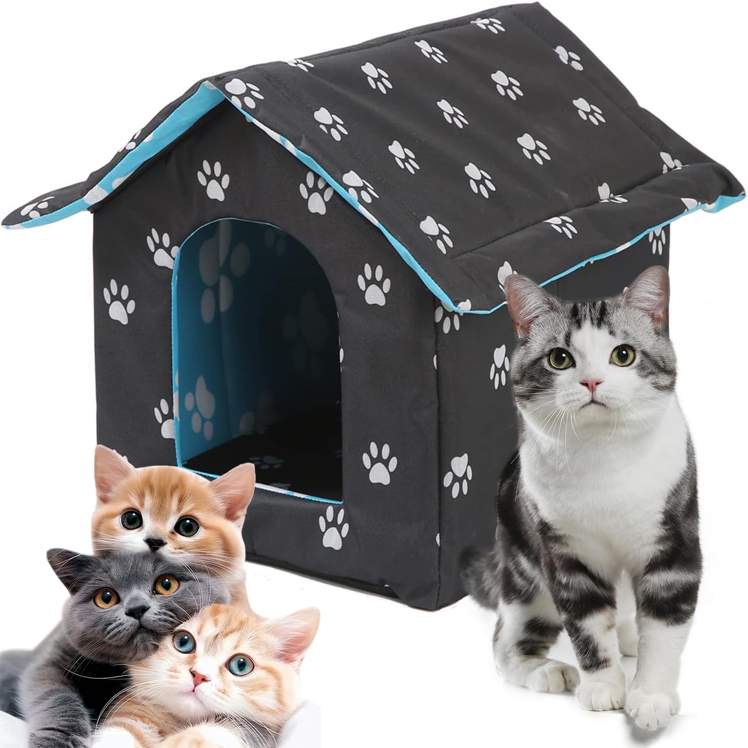 Esshogo Outdoor Cat Kennel Dog House Closed Cat Kennel Waterproof Winter Resistant Pet Bed