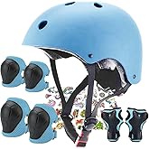 FOOKCIAN Kids Helmet,Toddler Skateboard Helmets for Ages 2-3-5-8-14 Years Boys Girls with Knee and Elbow Pads Wrist Guards fit Roller Skates,Skateboarding,Skating Scooter Adjustable Kids Helmet