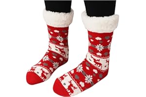 Christmas Slipper Socks for Women Warm Non Slip Fuzzy Fleece Lining Thick Soft Cozy Non Slip Winter Home Socks