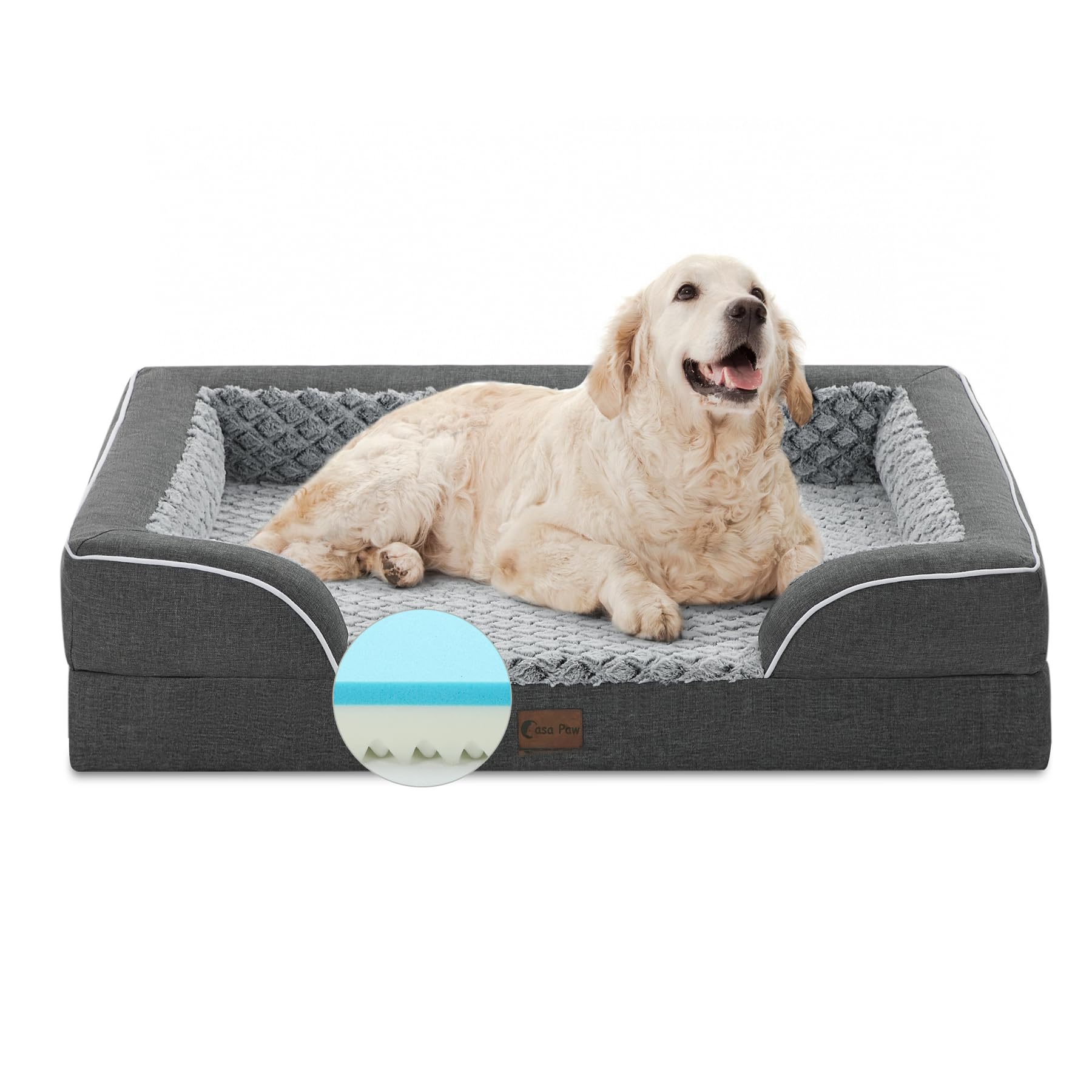 Photo 1 of *COVER ONLY* Casa Paw Memory Foam XL Dog Bed with Bolsters, Cooling Dog Beds for Extra Large Dogs, Waterproof Orthopedic Dog Bed with Removable Washable Cover and Nonskid Bottom(X-Large,Dark Grey)