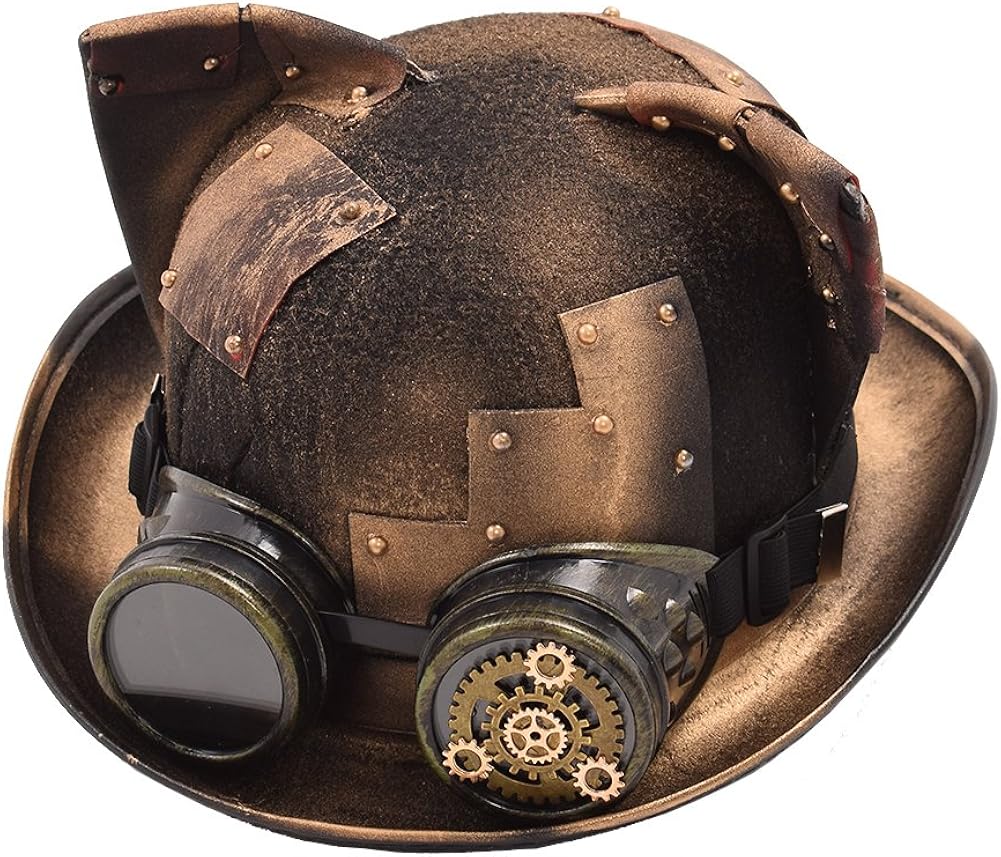 GRACEART Cat Ears Steampunk Hat with Goggles Bronze (cat Ear)