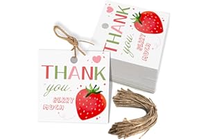 Strawberry Thank You Berry Much Tag Sweet Strawberry Themed Birthday Party or Baby Shower Thank You Gift Tags Great for Party