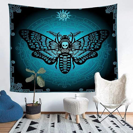 Tbrand Tapiz de pared con diseño de calavera para niños y niñas, tapiz