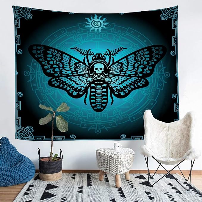 Tbrand Tapiz de pared con diseño de calavera para niños y niñas, tapiz