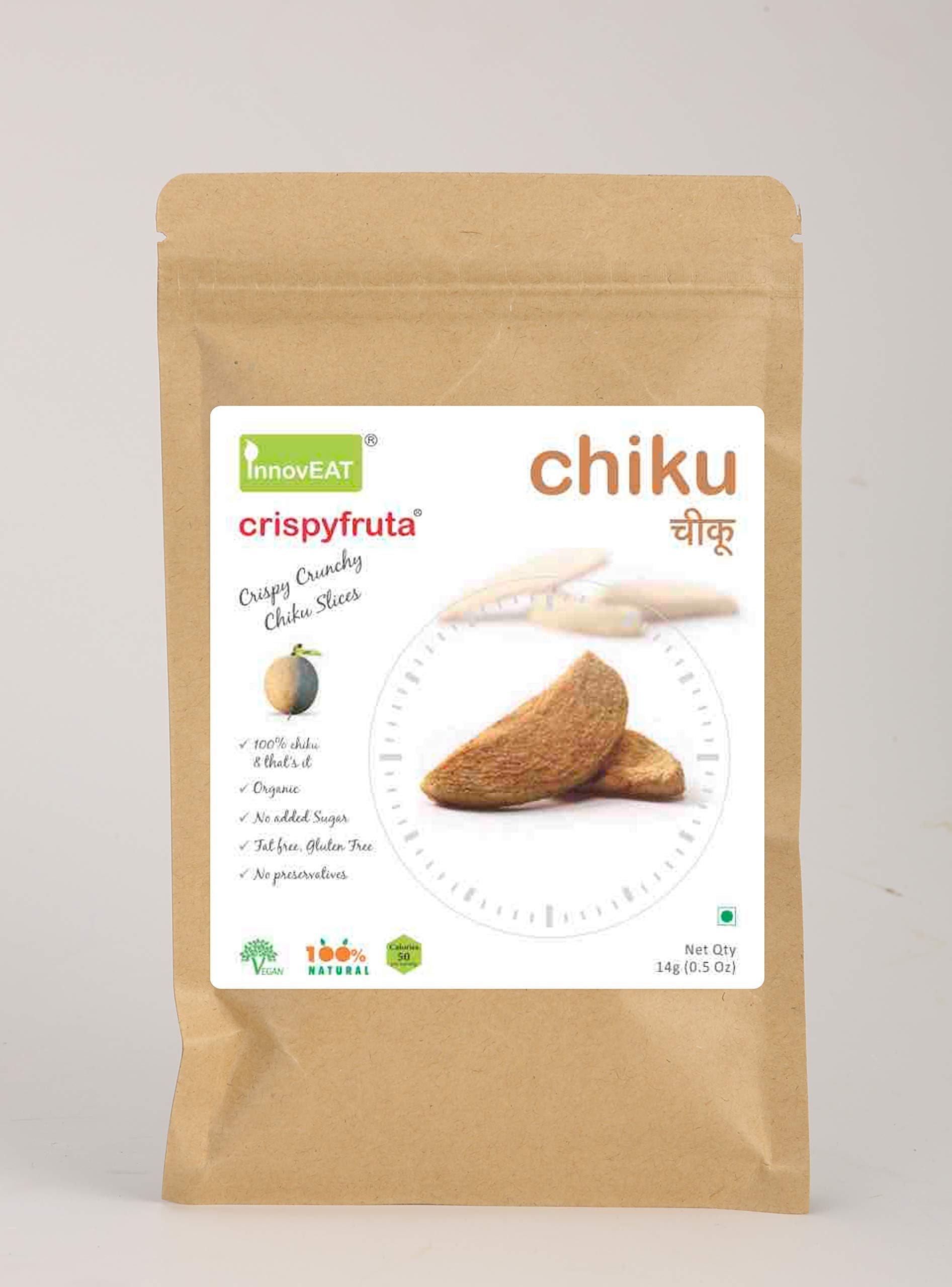 Crispyfruta Chiku Freeze Dried Ready to Eat Healthy Snack - 14 Grams (Pack of 5)