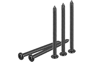 DTGN #6x2" Phillips Pan Head Self-Tapping Screw - 100Pack - Black Oxide 304 Stainless Steel Sheet Metal Screws Wood Screws