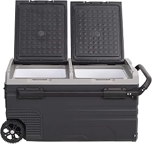 Alpicool Dual Temperature Control TWW75-LG Portable Refrigerator 80 Quart(75 Liter) Compact Fridge Mini Freezer for Travel,Camping,Fishing, Outdoor -12/24V DC