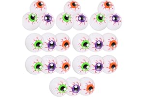 TOBBOMEY 24Pcs Halloween Eyeball Decorations 2.7Cm Squishy Plastic Fake Eyes 3 Colors Purple Orange Green for