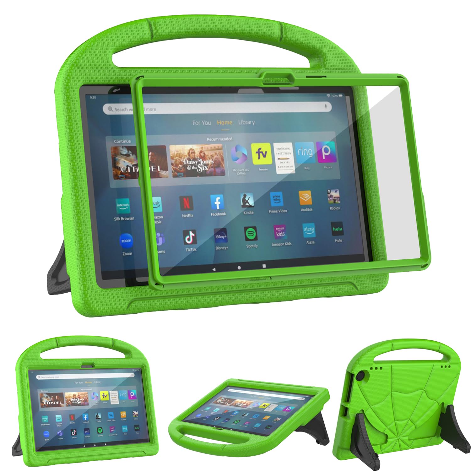 Photo 1 of 11in Tablet Case for Kids - Not fit Samsung iPad 11 inch, Patamiyar Lightweight Shockproof Case with Built-in Screen Protector Handle Stand - Green
