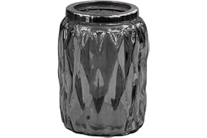 nu steel Glacier Smoke Collection Glass with Black Finish Metal Trim Tumbler Cup for Bathroom Vanity Countertops for Rinsing, Drinking, Storing Accessories and Organizing Makeup Brush, Liners - Smoke