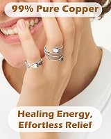 Jeracol 2Pcs Lymphatic Copper Rings Women Magnetic 7x Gauss Gift Box view 6