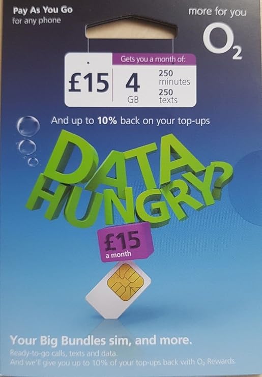 O2 4G 3G Pay As you Go Sim Card Interchangeable Amazon.co.uk