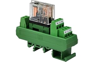 Electronics-Salon AC/DC 12V Slim DIN Rail Mount 5Amp DPDT Power Relay Interface Module, G2R-2 12V.