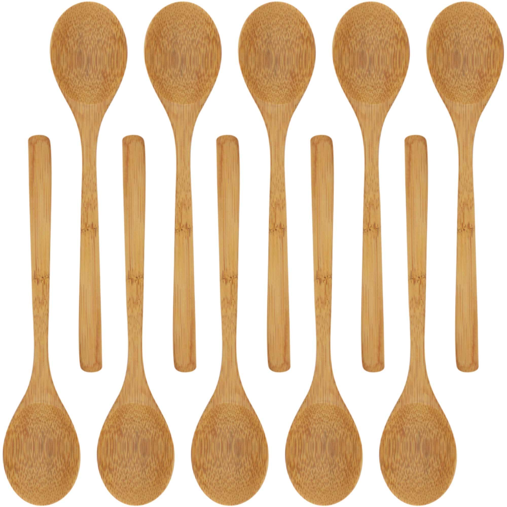 BambooMN 8" Reusable Solid Bamboo Deluxe Dinner Spoon - Dining Flatware - Kitchen Utensils - 30 pcs