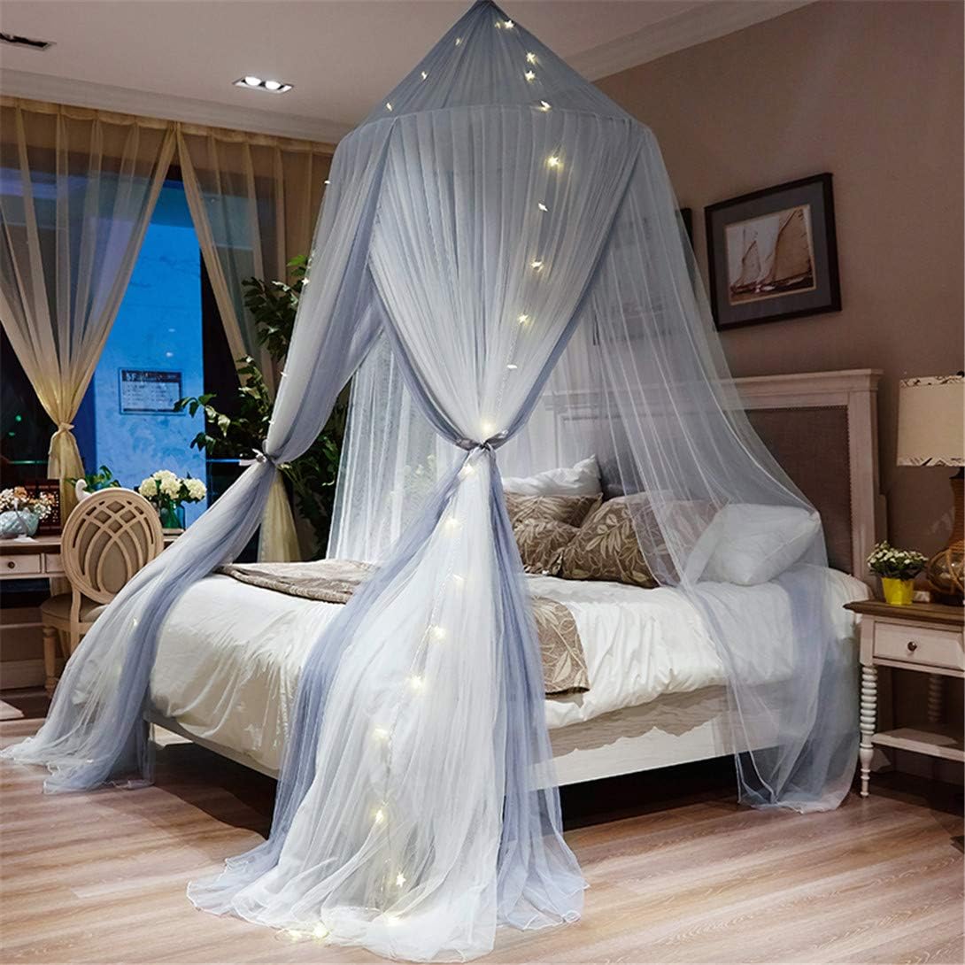 Lotus Karen Contrast Color Bed Curtain – Double Layer Polyester Sheer Mesh Dome Bed Canopy – Round Hoop Princess Mosquito Net for Twin Full Queen King Size Bed: Home & Kitchen