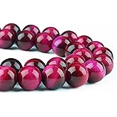 DIQIO Natural Stone Beads - 8mm Magenta Tiger Eye & Pink Rose Jasper Round Beads (45-47pcs) for Jewelry Making