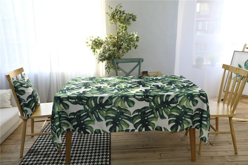 Kingmerlina Cotton Rectangle Polyester Waterproof Leaves Modern Tablecloth Table Cover 55"x63"