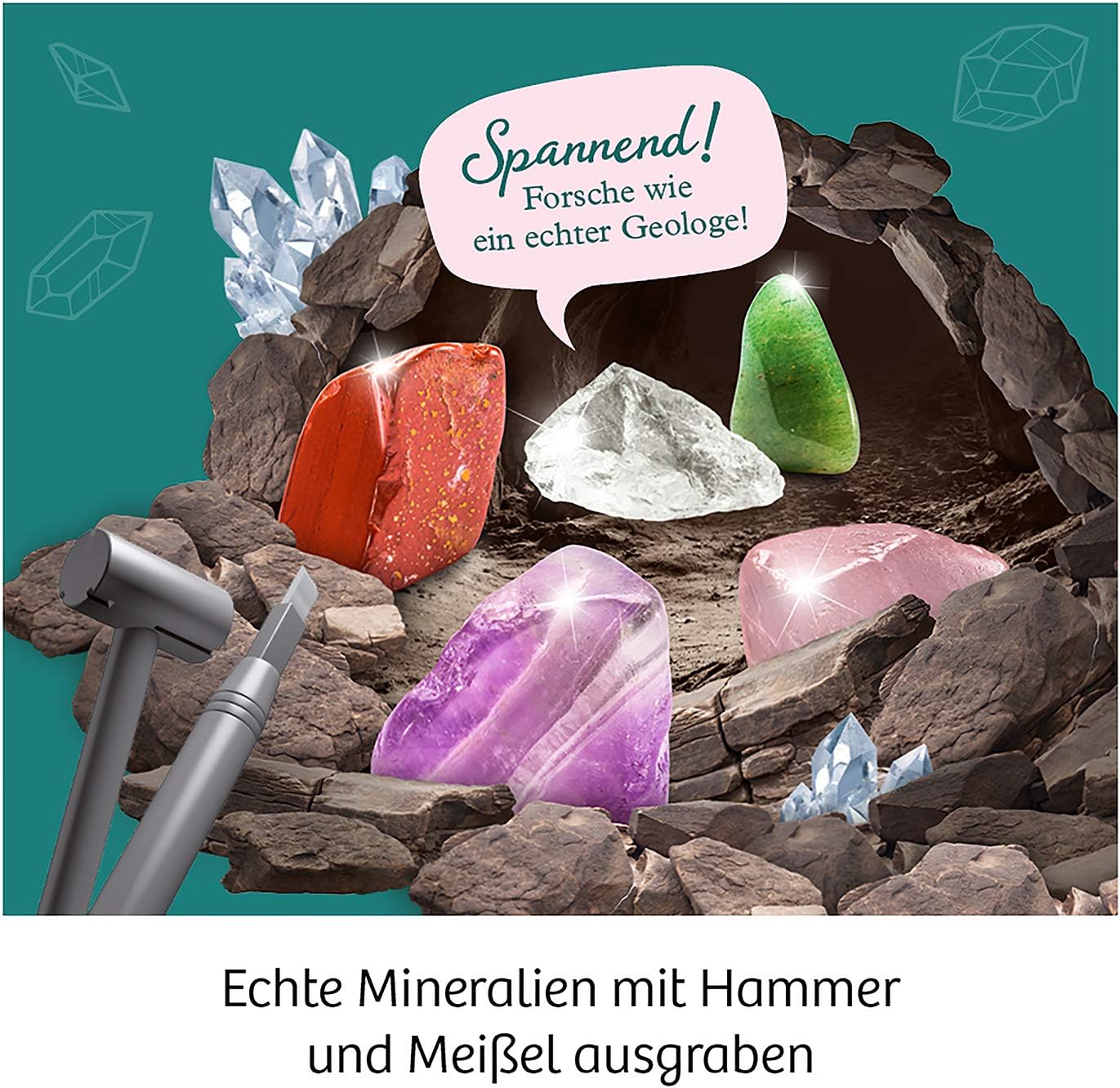 Kosmos 657901 Minerals Grabe echte Mineralien selbst aus mit Hammer und Meißel Experiment Set for Children Aged 7 and Over - Image 5