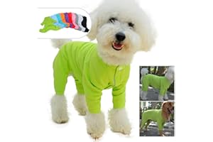 Lovelonglong Four Feet Dog Lightweight Pajamas, Pure Cotton Dog Jumpsuits 4 Legs Dog Onesies T-Shirt Stylish PJS Puppy Costume for Large Medium Small Dogs Green S