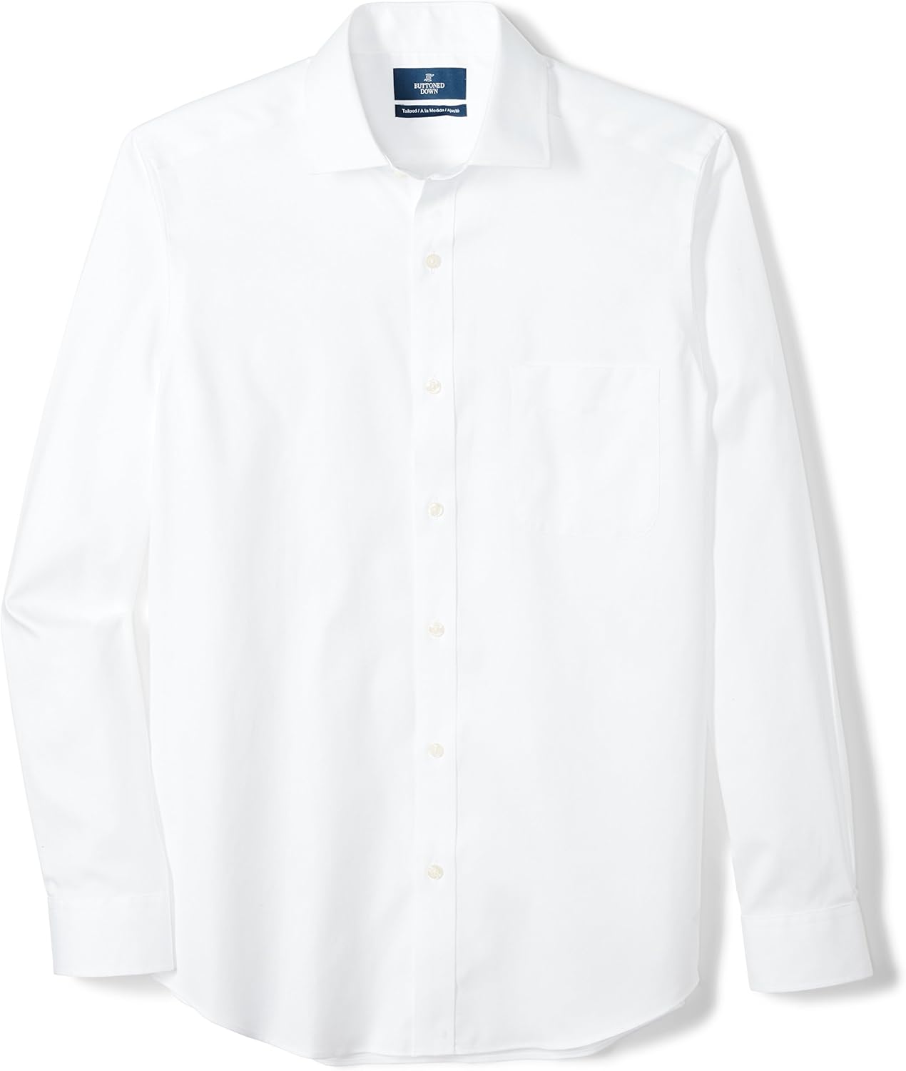 Buttoned Down Men's Standard Tailored-fit Spread Collar Solid Non-Iron Dress Shirt: Clothing
