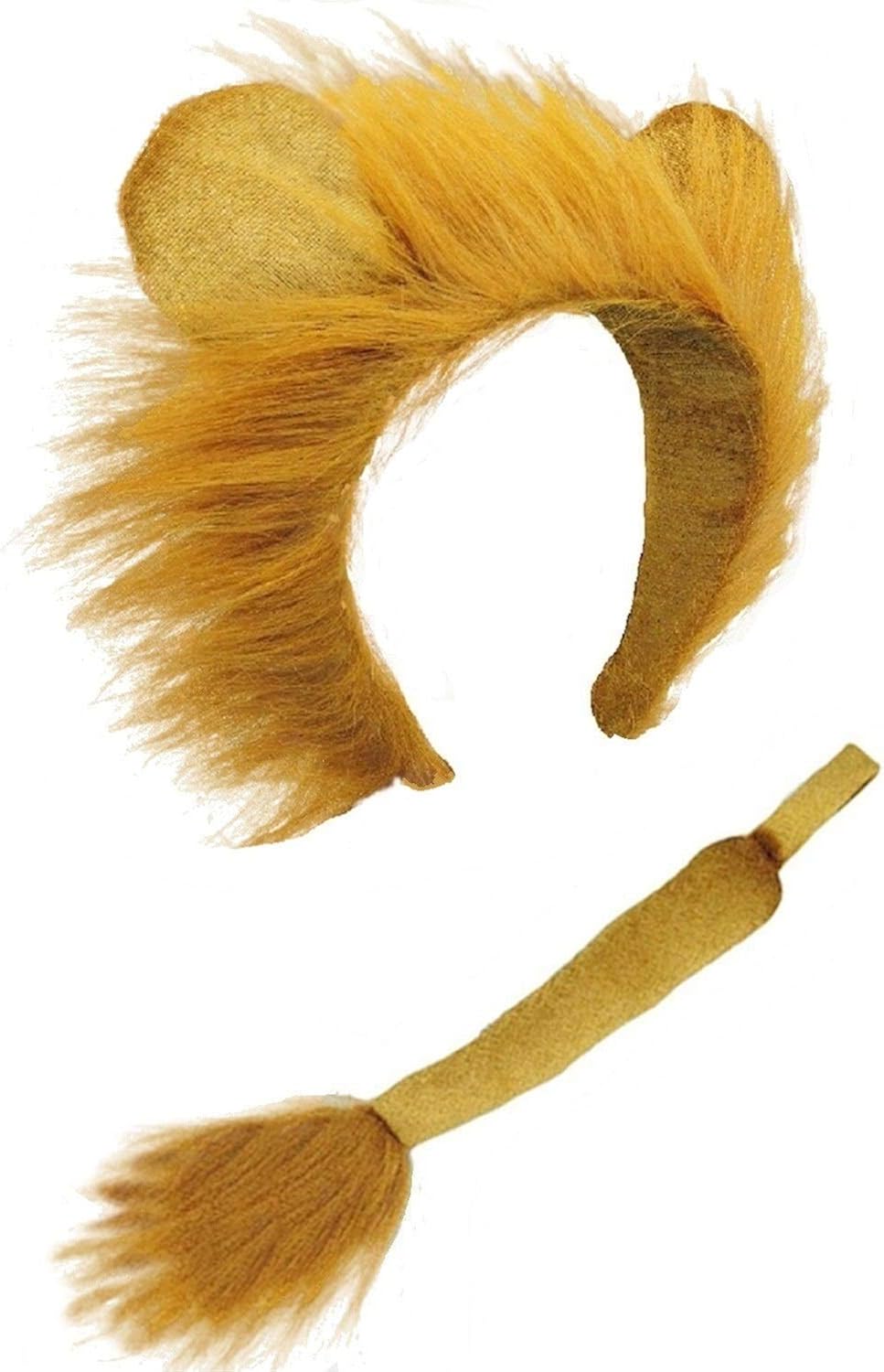 Lion Ears and Tail Set -Lion Cosplay Accessories-Lion Ears Headband and Tail: Clothing
