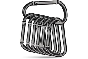 6 Pcs Carabiner Clip,3 Inch D Ring Black Carabiner Keychain Clip Hood for Camping Hiking Fishing