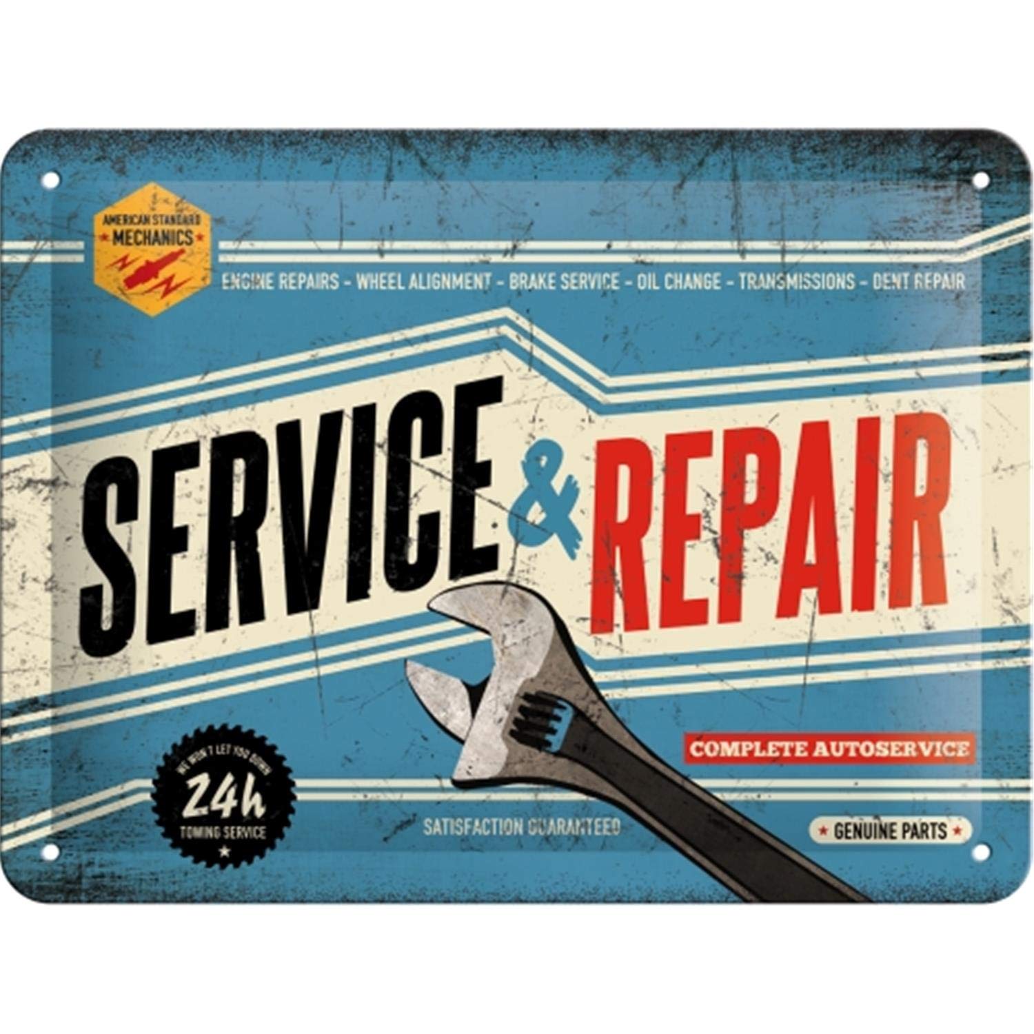 Nostalgic-Art Service & Repair - Gift idea for biker and motorcycle fansRetro Tin SignMetal PlaqueVintage design for decoration15 x 20 cm