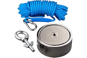Mutuactor Strong Double Sided 620LBS Each Fishing Magnet Set, Heavy Duty N52 10 Meters Durable Rope, Powerful Strong Magnetic