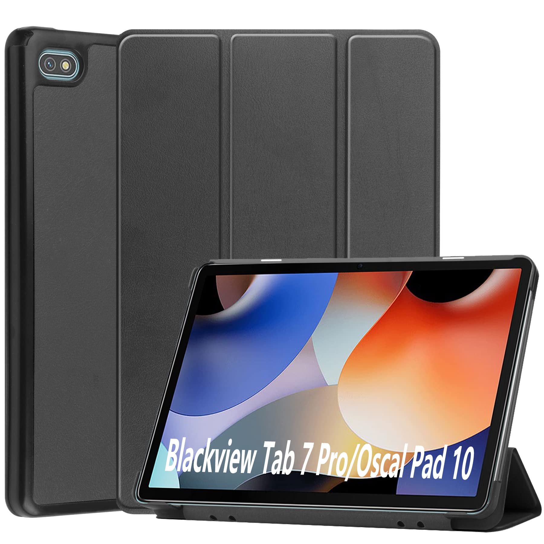 Dlahaby Case Compatible with Blackview Tab 7 Pro/Oscal Pad 10,Slim Smart Shell Flip Cover with Stand Function for Blackview Oscal Pad 10/ Tab 7 Pro 10.1 Inch Tablet,*Black