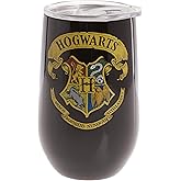 Spoontiques Harry Potter Stainless Steel Wine Tumbler, 16 Oz - Double Wall Insulated Drink Cup with Lid for Travel - Hogwarts