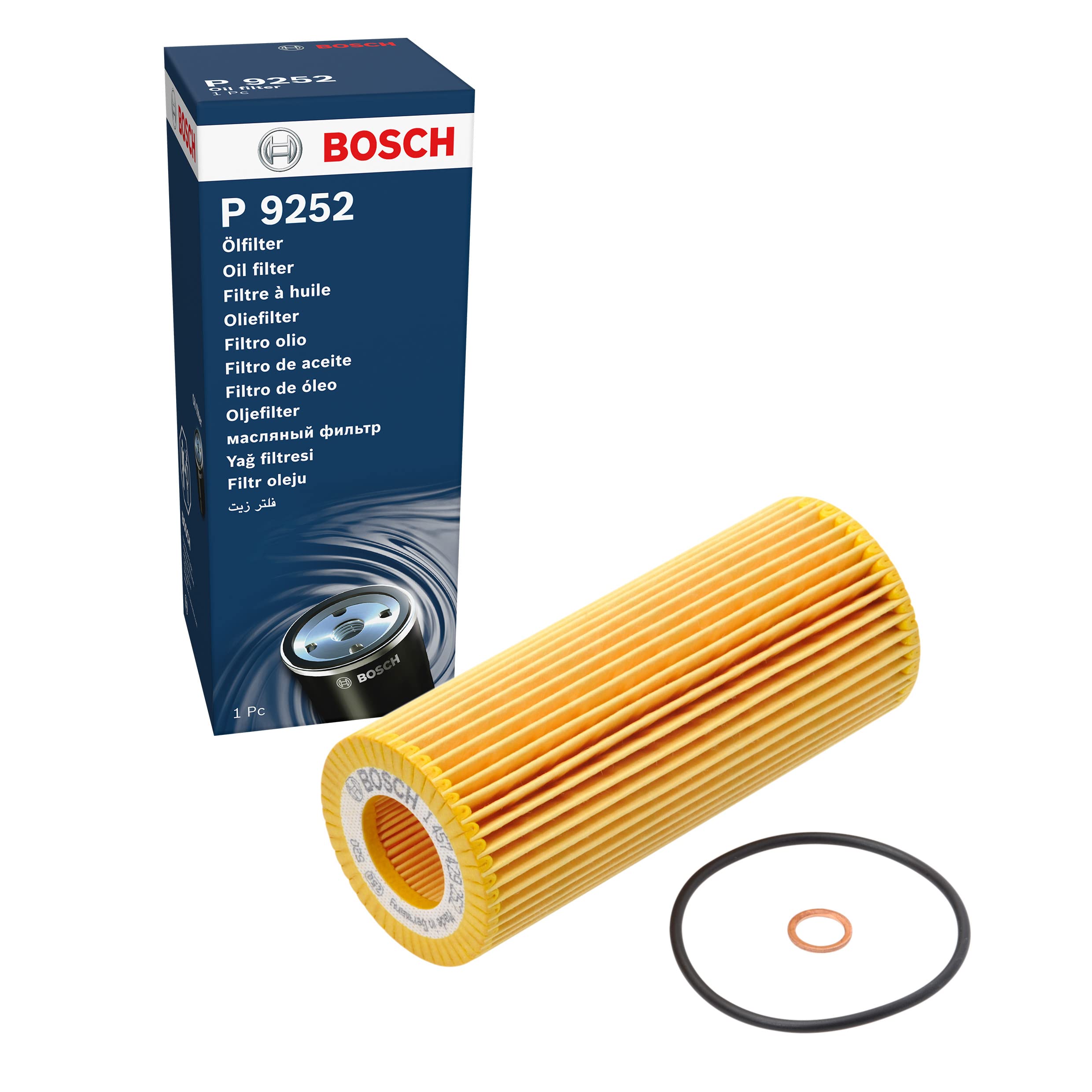 Bosch P9252 Car Oil Filter - Separates Soot and Metal Particles from Engine Oil - Provides Reliable Engine Lubrication