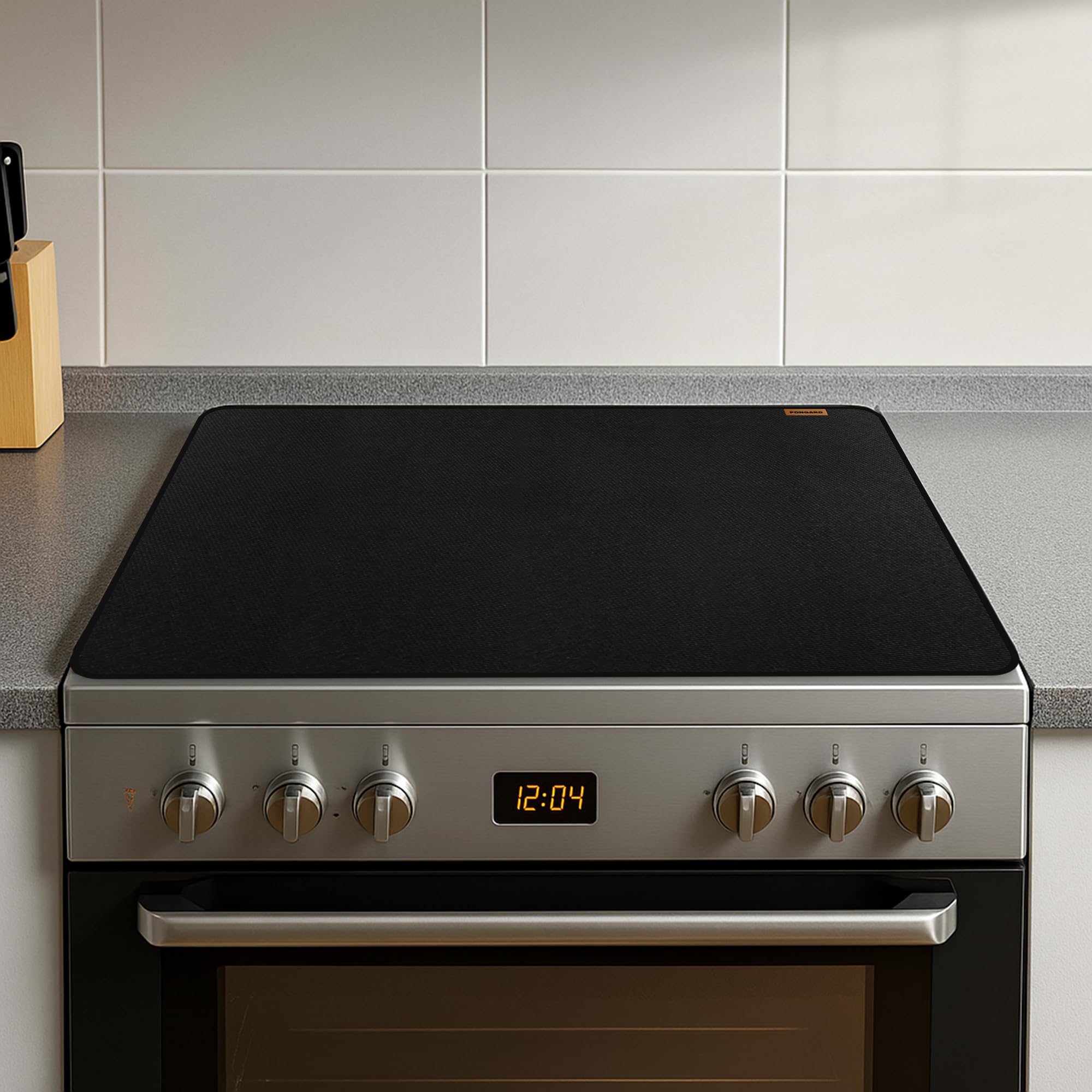 Fireproof Stove Top Covers for Electric Stove, Waterproof & Heat Resistant Mat for Glass Top, Stovetop Protector, Anti-Scratch, 30x21 Black