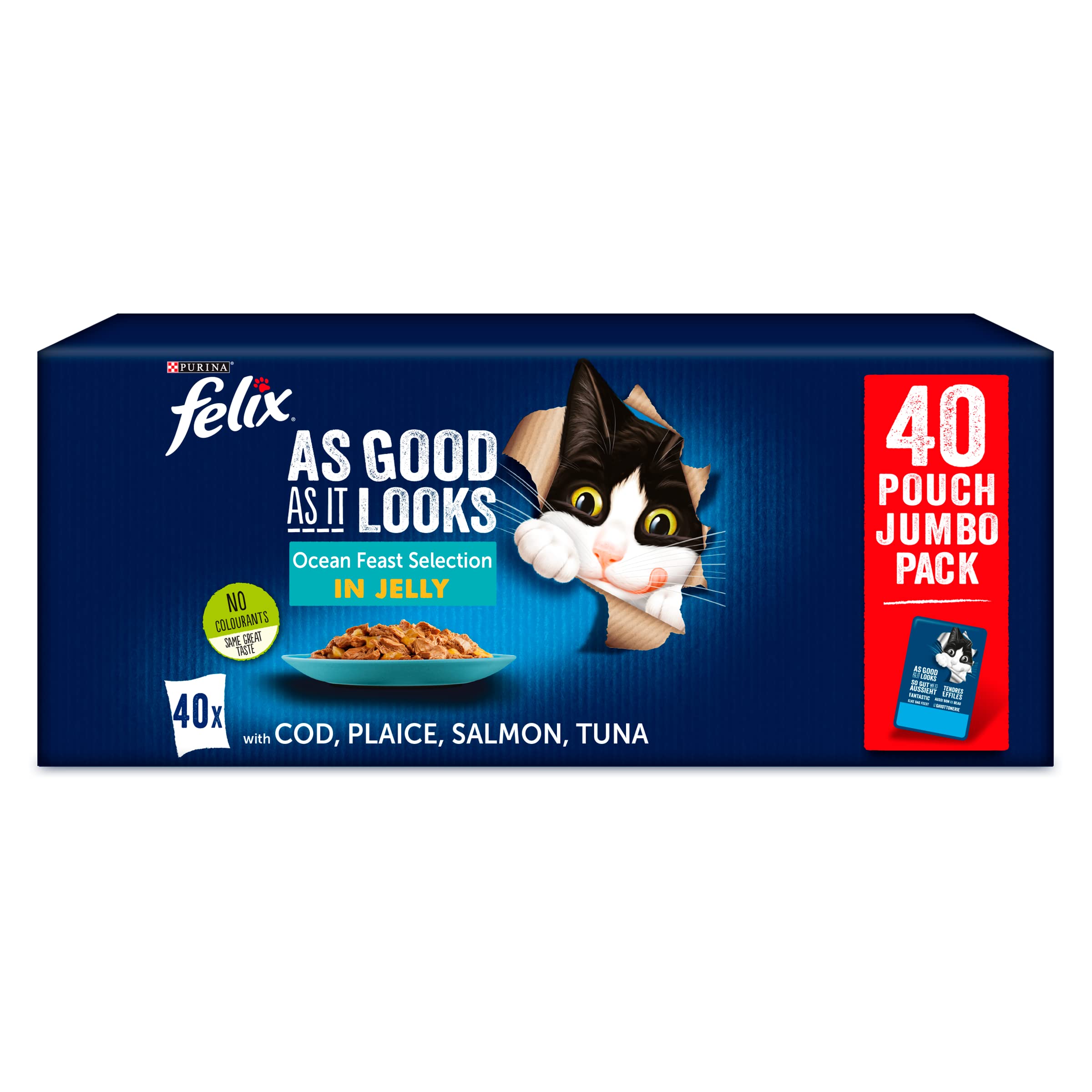 Felix As Good As it Looks Adult Cat Food Ocean, Transparent, 100 g, 40 pouches