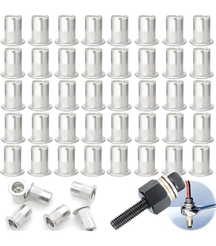 Risegun 100 Uds Tuerca De Remache Cabeza Redonda Plana Moleteada M3 M4 M5 M6 M8 Sujetador De Aleacion De Aluminio Para Vehiculo