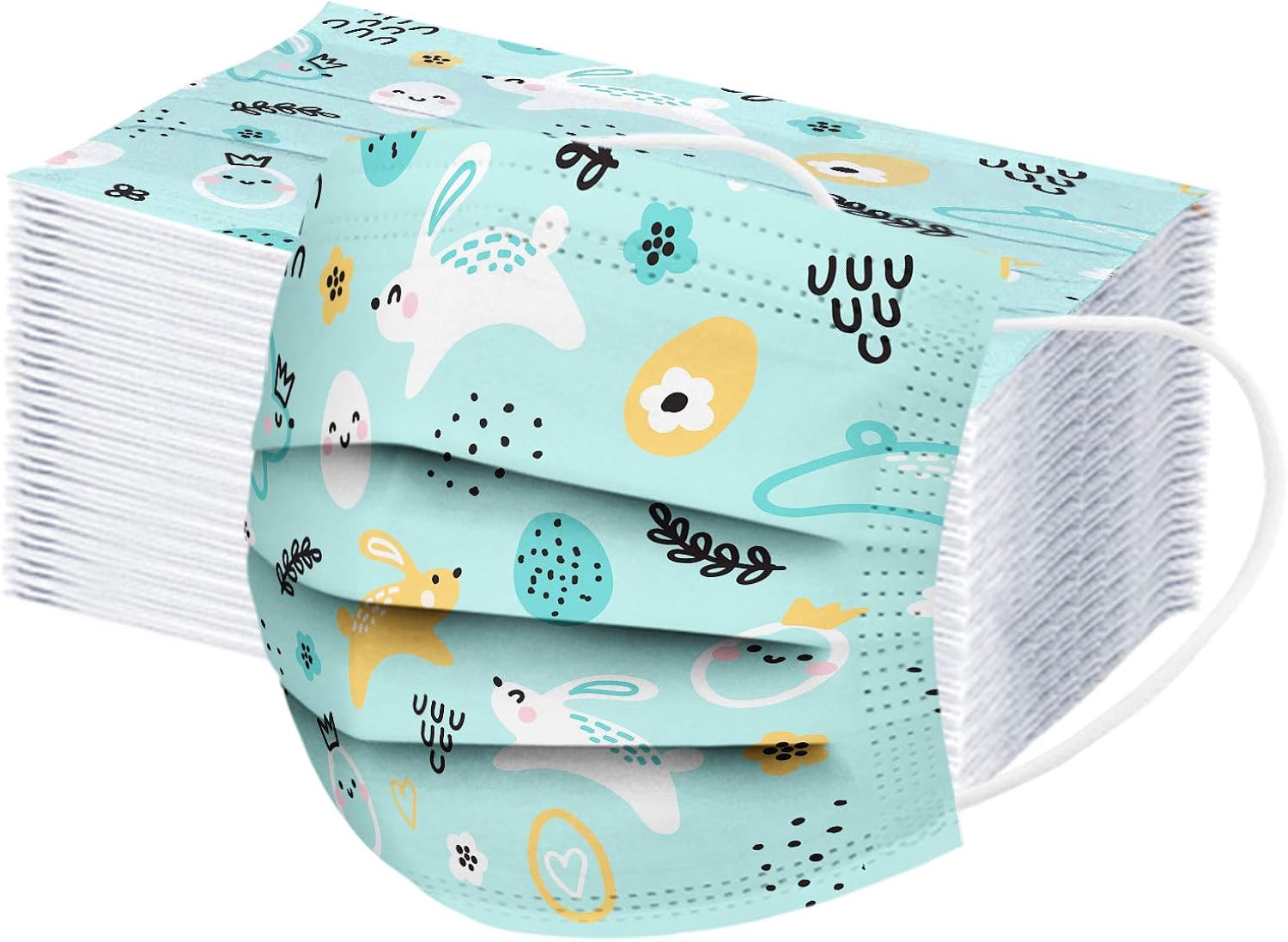 マスク 50枚 使い捨てマスク 小さめ 不織布 子供用マスク かわいい 男の子 女の子 3層構造 プリーツ型マスク 動物 うさぎ イースター柄 可愛いマスク キッズマスク 不織布マスク 防塵 立体 飛沫防止 Pm2 5 花粉対策 一次性防護 通気性 息しやすい 通学 Amazon