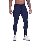 FIRSTGYM Mens Joggers Sweatpants Slim Fit Workout Training Thigh Mesh Gym Jogger Pants with Zipper Pockets