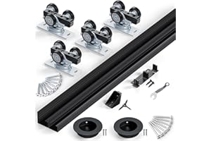 SMARTSTANDARD 48"/4FT Ceiling Mount Bypass Sliding Door Hardware Kit for Cabinet Closet, Double Pocket Doors Hardware with Finger Pull, Smoothly and Quietly, Fit 24.5" Wide Door Panel, No Door, Black