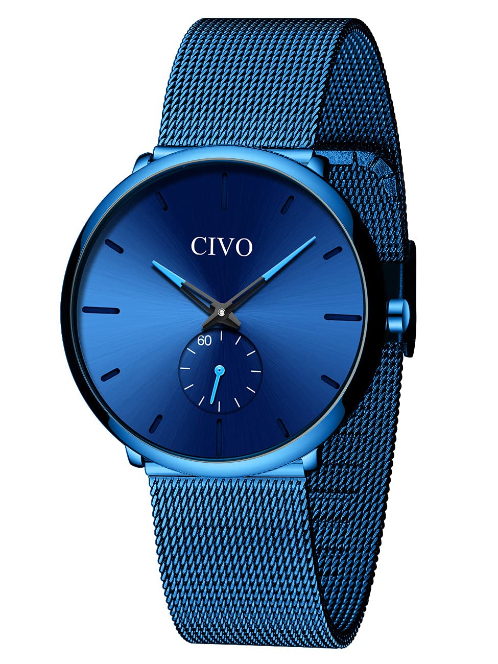 CIVO Mens Watch Mesh Stainless Steel Waterproof Fashion Business Dress Analog Quartz Wrist Watches for Men Blue