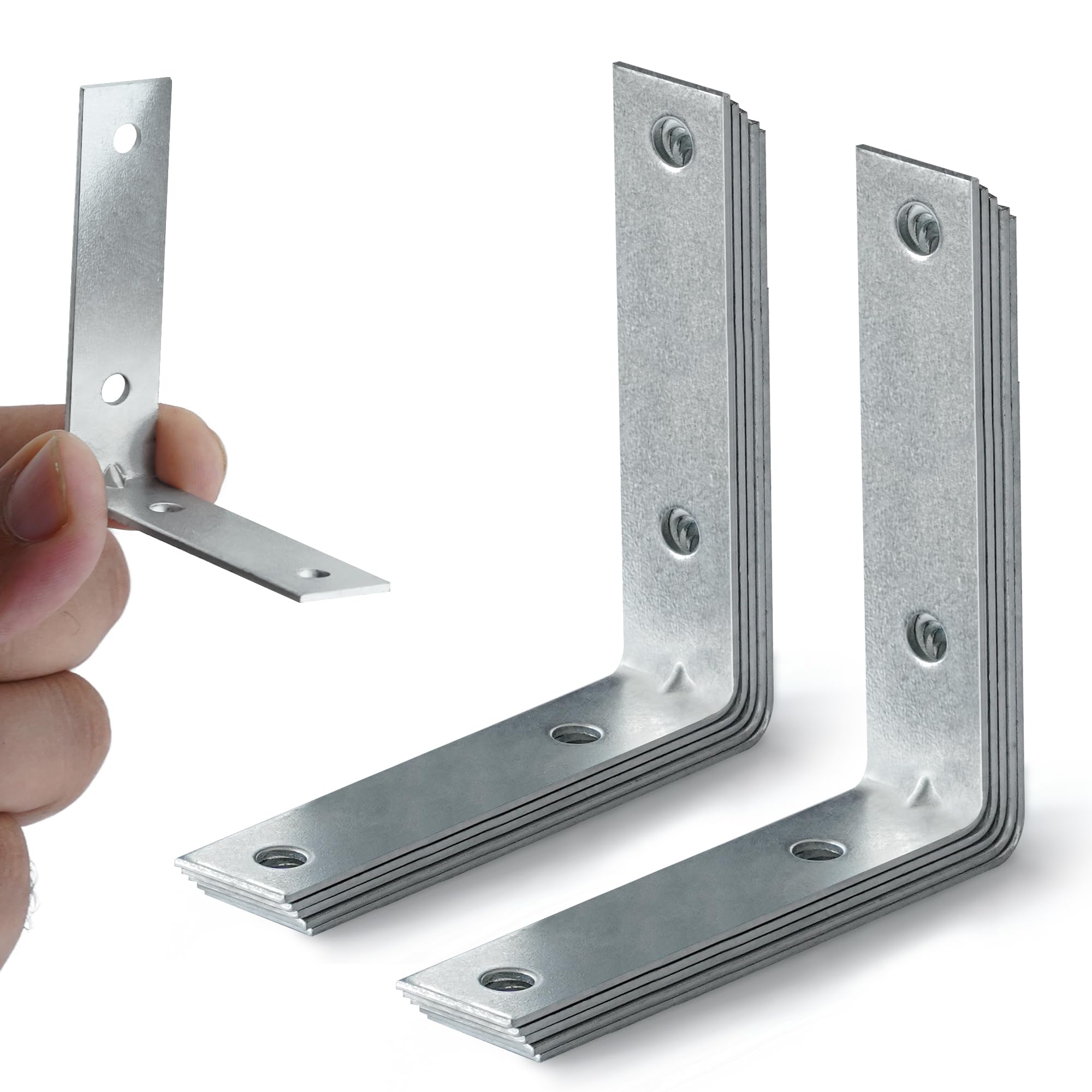 ZAVIA 10 Pcs Right Angle L Brackets for Wood | 60mm x 60mm x 15mm | Galvanised Steel Brackets with Screws for Fixing and Repairing Furniture, Shelves, Windows and Cabinets