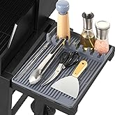 Silicone Grill Mat for Blackstone Silicone Griddle Tools Mat with Drip Pad Grill Pad for Outdoor Grill Kitchen Countertop (Gray)